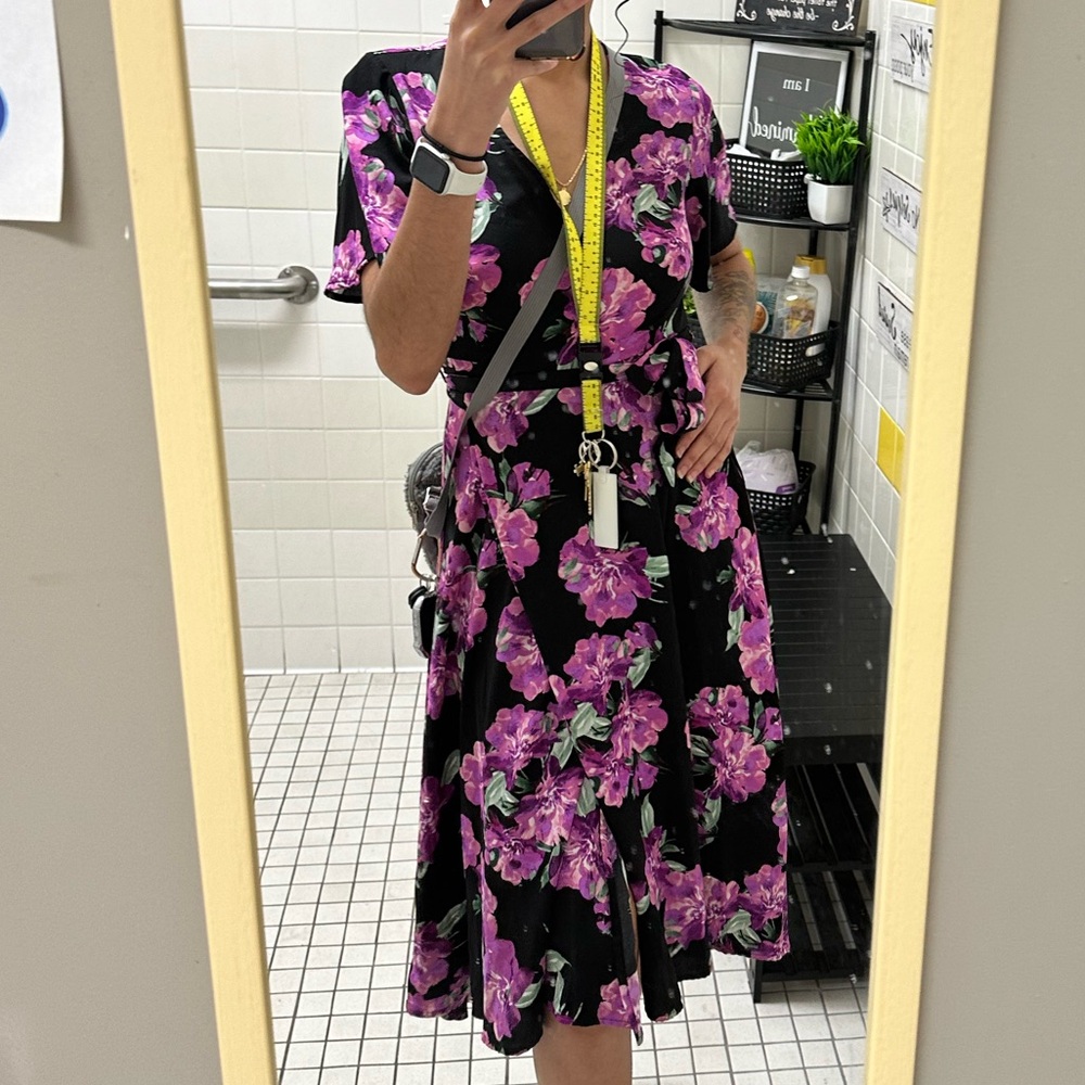Pretty Floral Wrap Dress